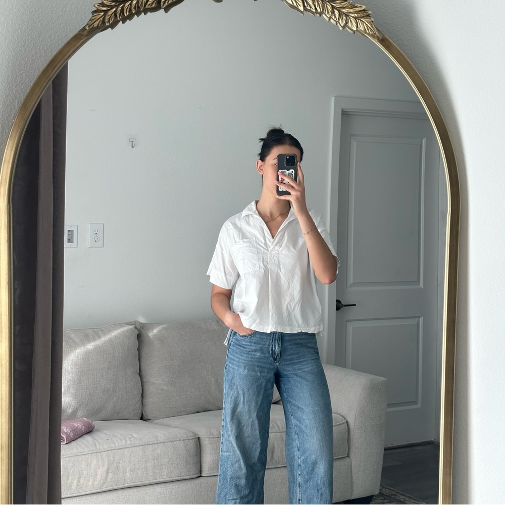 Everlane oversized white polo shirt XS